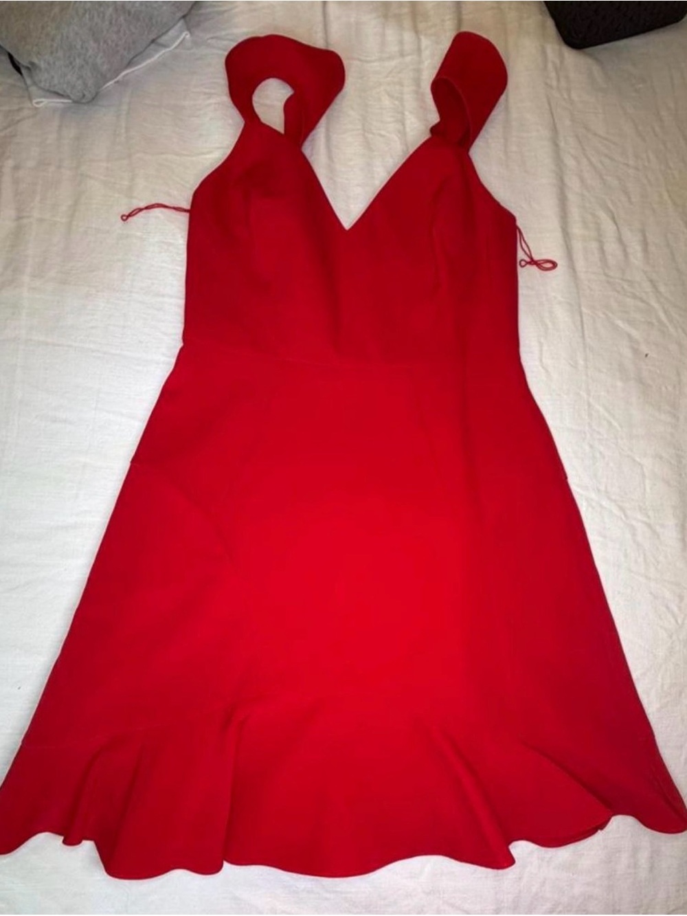 Aidan Mattox Red V-Neck Sleeveless Flared Mini Dress
